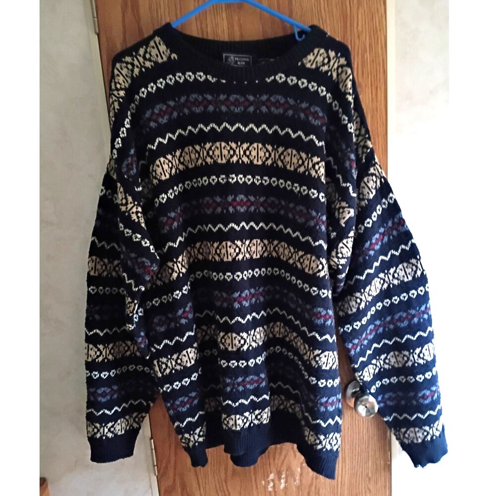 Vntg Peconic Bay Traders XL Cotton Sweater USA Made Nautical Nordic Quietlux